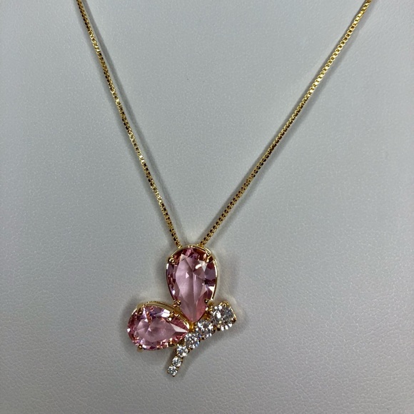 Kunzite Stone Butterfly Necklace - Picture 3 of 3